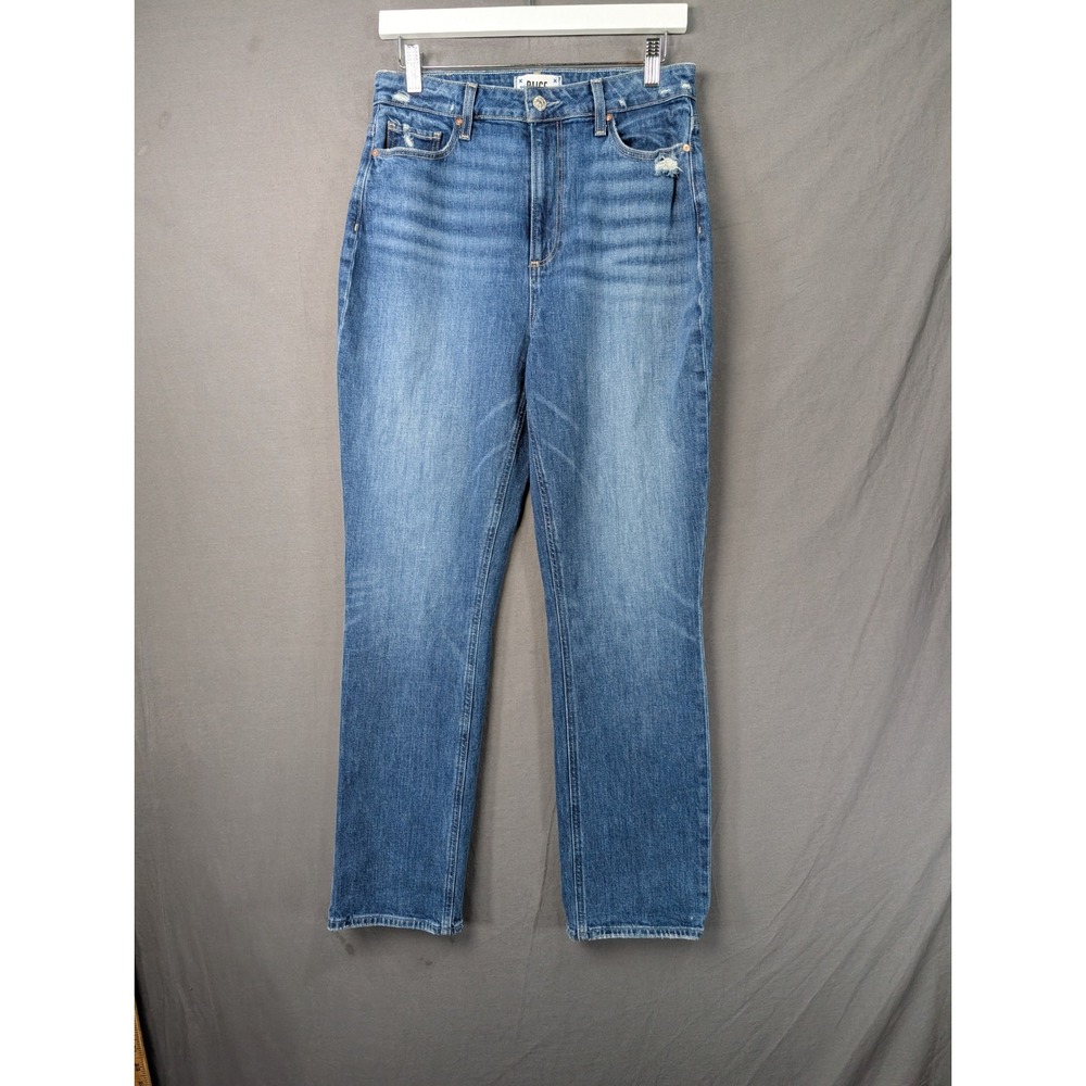 Paige Sarah Slim High Rise Straight Leg Jeans  29 Blue Distressed